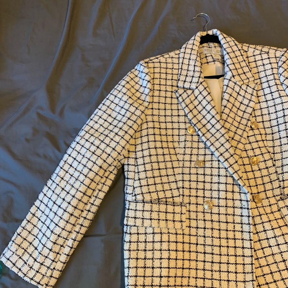 Chic Black and White Checkered Blazer